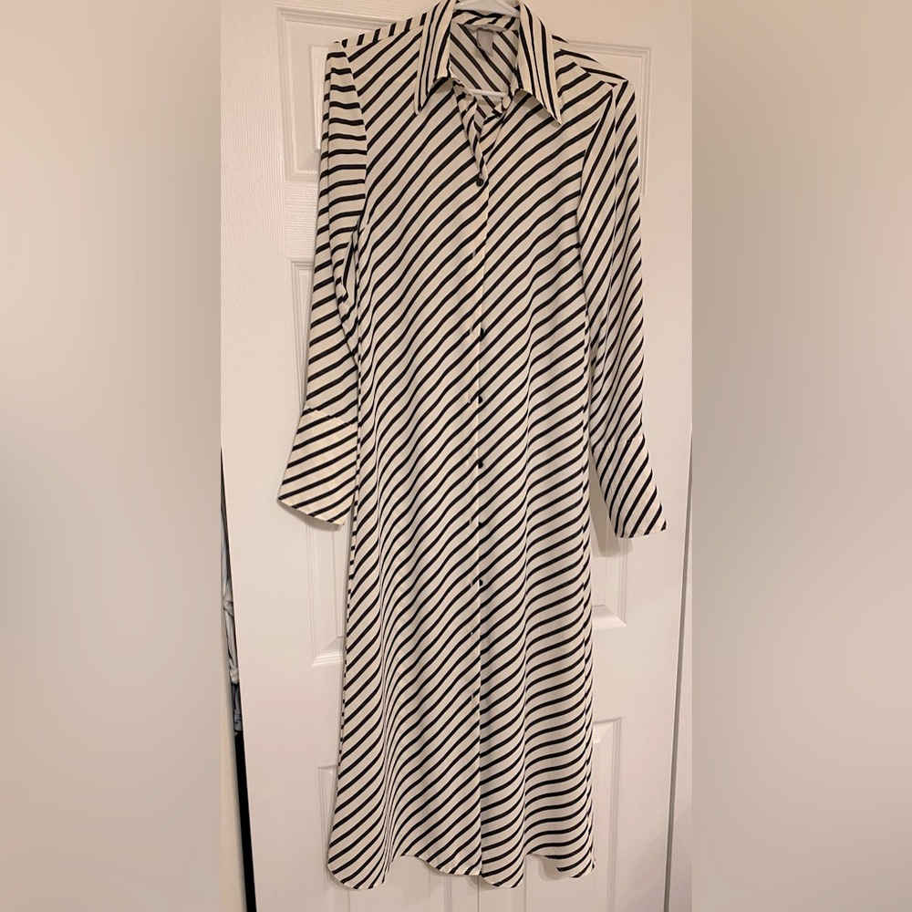 black&white stripped ankle length dress.